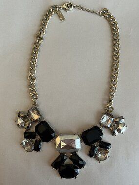 The Limited Black & Silver & Gold w/ Faux Gems Statement Necklace